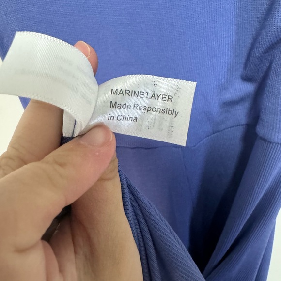 NWOT Marine Layer Women's Dress Lexi Rib Fit Flare Midi Sz S Blue Casual Summer - Picture 6 of 9
